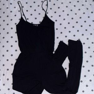 Popular Basics Black Spaghetti Strapped Jumpsuit Size S